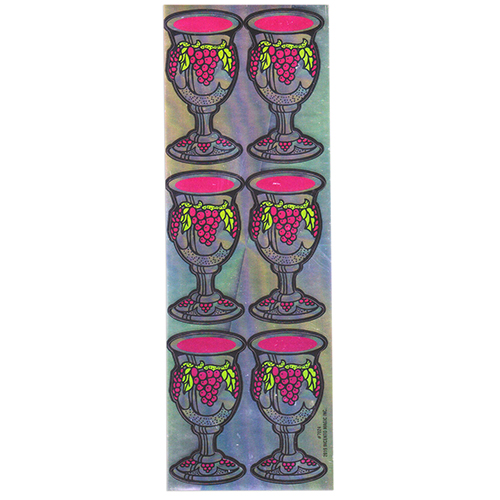 Foil Silver Kiddush Cups Stickers W. Color