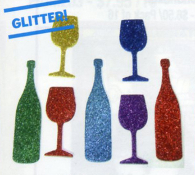 Glitter Foam Shapes -  Glittering Bottles & Cups Cutouts