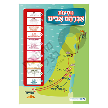 Abraham's Journeys Jewish Hebrew Classroom Biblical Map - Poster